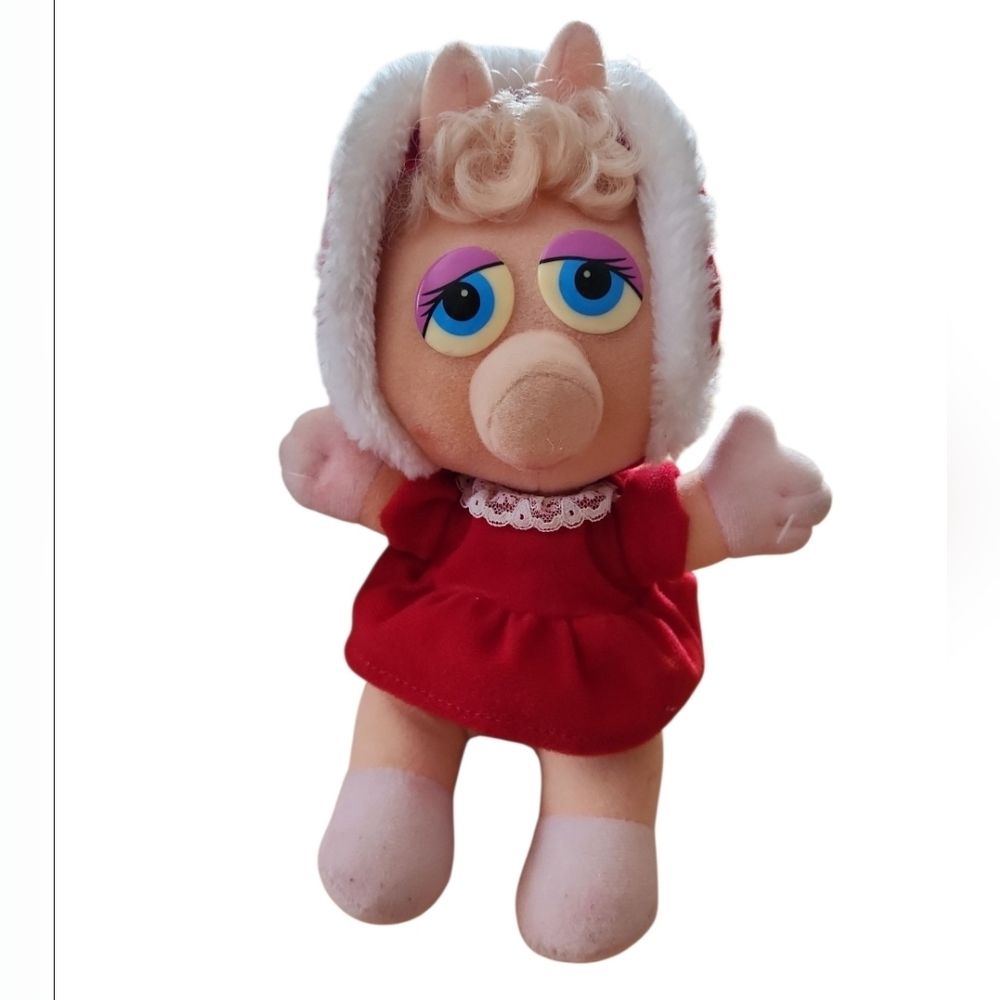 Vintage 1987 Henson Muppets Christmas Baby Miss Piggy Plush 10”